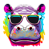 Hippopotamus with sunglasses