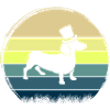 Retro sun with dachshund