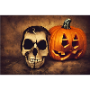 Halloween pumpkin and skull