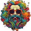 Farverigt 70'er Flower Power Hippie Design