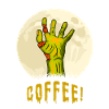 Coffee Zombie Hand Halloween Moon