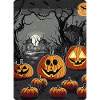 Scary Cemetery with Halloween Pumpkins