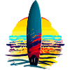 Surfboard with sunset