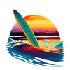 Surfboard with sunset