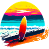 Sunset with Surfboard