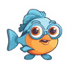 Fisk iført briller tegneserie Kawaii illustration