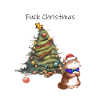 Respektloser Weihnachtsbaum mit Weihnachtsmannkatze