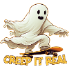 Drôle de fantôme de skateboard avec jeu de mots d’Halloween