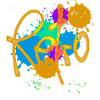 Retro,typo,neon,splash, bunt