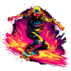 Skateboarder Neon Stil
