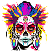 Totenkopf Frau Farbe