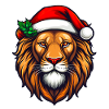 Xmas Lion with Santa Hat