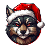Xmas Wolf with Santa Hat