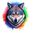 Wolf Regenbogen Explosion