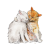 Katzen umarmend