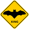 Warnschild "Wildwechsel Fledermäuse / Bats Xing"