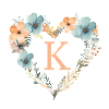 K Monogramm Herz Blumen Kranz