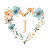 J Monogramm Herz Blumen Kranz