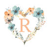 R Monogramm Herz Blumen Kranz