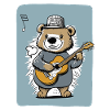Cute Childish Bear Playing Guitar