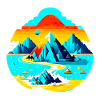 Island with futuristic mountains