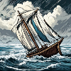 Sailboat in a storm