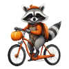 Waschbär fährt Fahrrad
