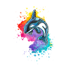 Orca in Aquarell Welle