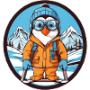 Cute penguin in winter coat