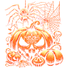 Halloween spider with pumpkins