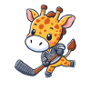 Giraffe als Eishockeyspieler