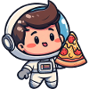 Astronaut with pizza