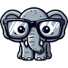 Nerd elephant with glasses