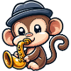 Chimpanzee with saxophone