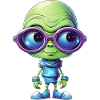 Nerdy alien with glasses