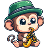 Chimpanzé jazz avec saxophone