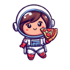Fille astronaute avec pizza