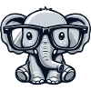 Nerdy elephant with glasses