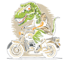 T-Rex fährt Motorrad