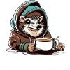 Hedgehog drinking tea