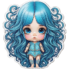 Poupée cheveux bleus