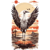 Bocian japoński Ukiyo-E Bird Art Crane