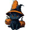 Cute cat hat witch halloween