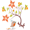 Flower tendril with little bird