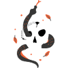 Halloween Schädel Illustration mit Schlange
