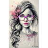 femme aux lunettes roses
