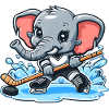 Elefant als Eishockeyspieler