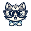 Niedliche Comic-Katze mit Nerd-Brille