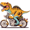 T-Rex fährt Motorrad