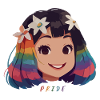 Fille aux cheveux arc-en-ciel